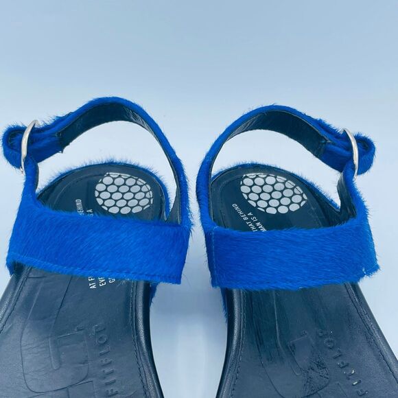 FitFlops Women's Supercomff US 7 Size 38 Black Royal Blue Textured Sandals - Picture 3 of 9